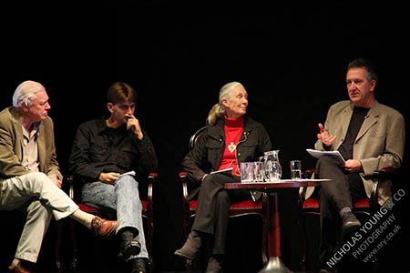 Mark Carwardine with Jane Goodall and David Attenborough