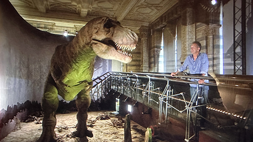 Mark with T-rex in Museum of Life